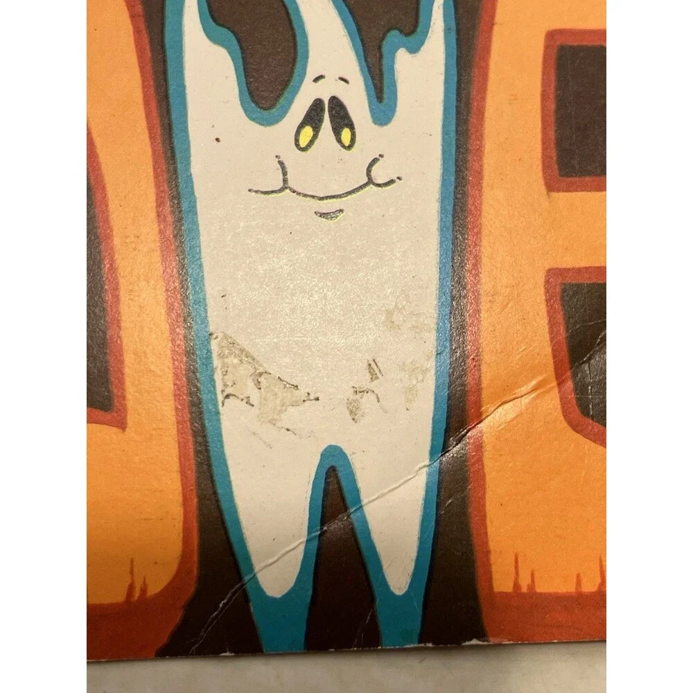 Vtg Beistle Halloween Decorations Die Cut Punch Out Ghosts Cat Jack-o-lantern